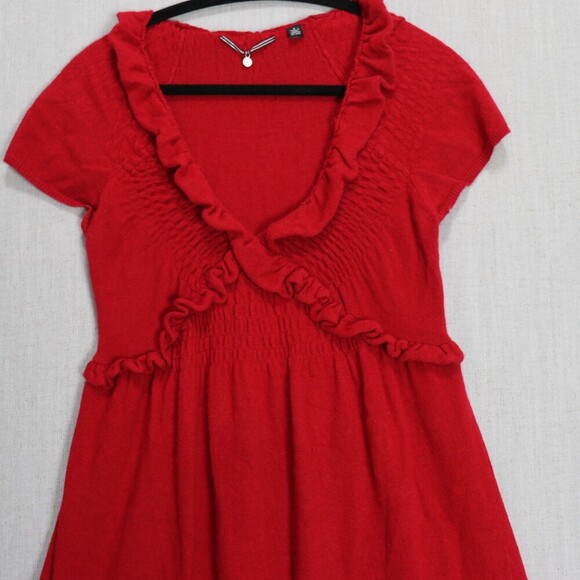 Anthropologie Knitted & Knotted Red Sweater Dress S | Romantic Coquette Cashmere - Picture 8 of 14